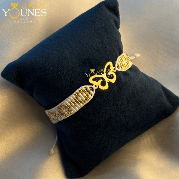 دستبند میوکی سفید طلایی پروانه طلا